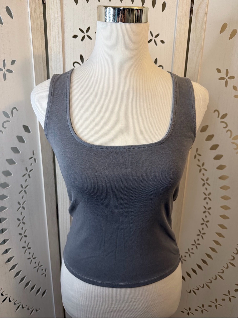 Women's Square Neck Tank Top - Gray